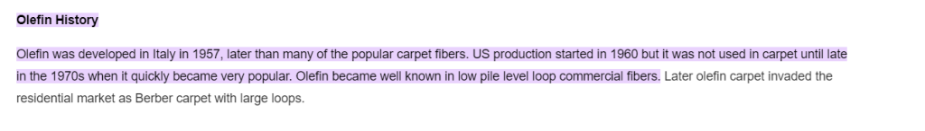 carpet industry until the late 1970s when it quickly gained popularity