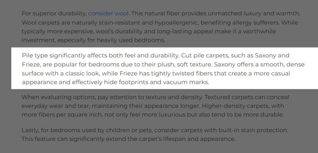 Cut pile carpet is a fantastic choice for your bedroom